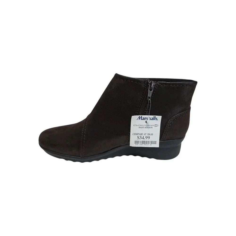 Clarks‎ Cloudsteppers Caddell Rush Womens Brown Wedge Ankle Boots Size 8